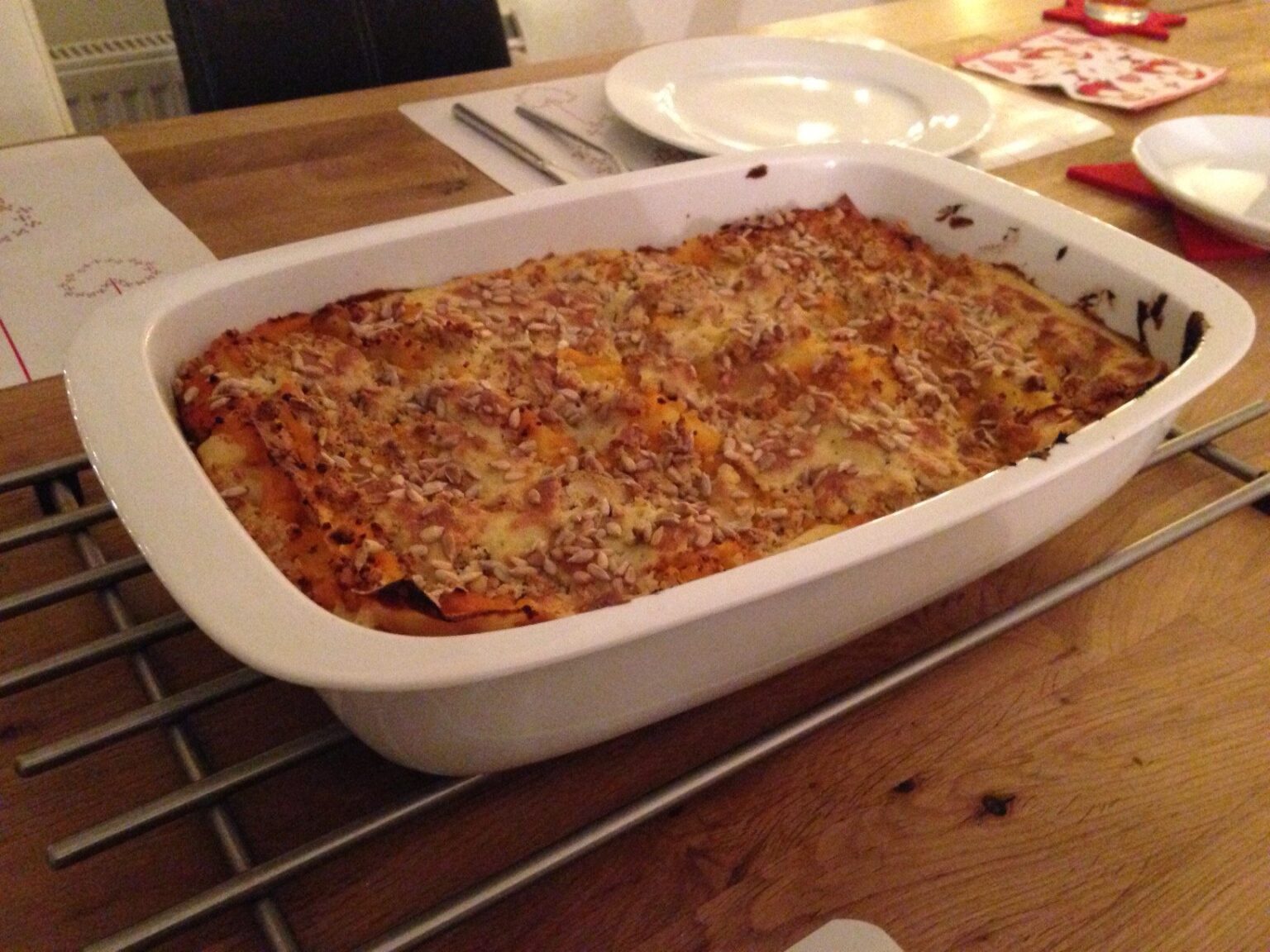 Kürbis Lasagne vegan zubereitet