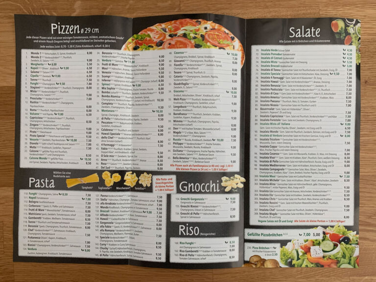 Vegane Karte der Pizzeria Mondo - Seite 2