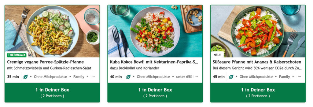 HelloFresh vegane Auswahl im Juni 2022