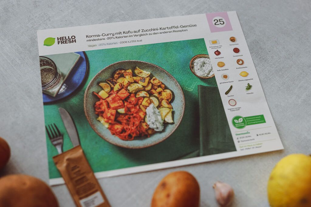 Rezeptkarte von HelloFresh vegan