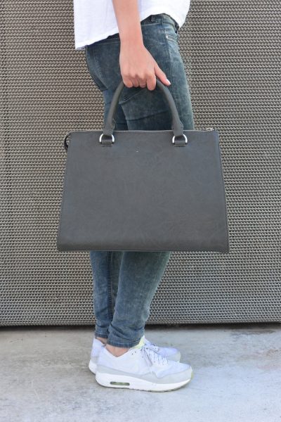 Tasche aus veganem Leder - Denise Robool Elite Dark Grey